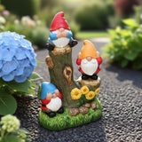 12.3" Mainstays Three Gnomes on Log Statue, Weather-Resistant Resin Garden Décor
