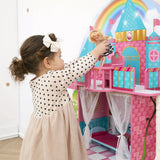 Olivia’s Little World Princess Castle Wooden Dollhouse for 12" Dolls with Furniture