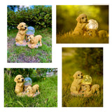 Solar Garden Dog Statue Light, Resin Puppy Outdoor Garden Décor with Warm White LED