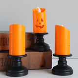 12-Pack Halloween Pumpkin LED Flameless Candles, Battery Orange Lights