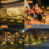 CATGOOD 12 Pack Solar Flickering Flame Torch Lights – Waterproof LED Tiki Lights