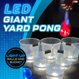 Giant LED Yard Pong Game with 12 Light-Up Buckets, 2 LED Balls and Carrying Bag