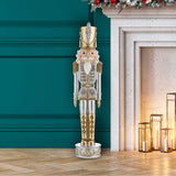 Haute Decor 37.6" Gold and Silver Resin Christmas Nutcracker with Metallic Glitter