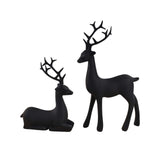 Set of 2 Black Resin Reindeer Figurines – Gothic Christmas Tabletop Decorations
