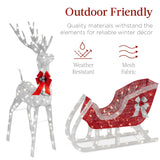 Best Choice Products 4-Foot Lighted Christmas Reindeer and Sleigh Outdoor Décor Set with 205 LED Lights