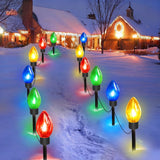 2 Pack Solar C9 Christmas Pathway Lights – 25 ft Outdoor Holiday String Lights with 12 Large LED Bulbs