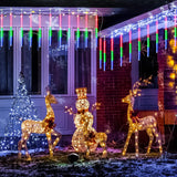 Solar Meteor Shower Icicle Lights, 8 Tubes, 192 LEDs, 11.8" Solar Falling Rain Lights