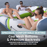 Hydro-Force 4-Person Inflatable Party Island, Connectable Water Float with Mesh