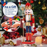 12" Wooden Nutcracker Soldier – Sword, Movable Jaw & Gift Box