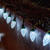 50 LED C9 Cool White Christmas String Lights, 24.5 ft Connectable Strawberry LED Lights