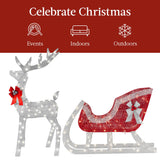 Best Choice Products 4-Foot Lighted Christmas Reindeer and Sleigh Outdoor Décor Set with 205 LED Lights
