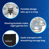 Giant LED Yard Pong Game with 12 Light-Up Buckets, 2 LED Balls and Carrying Bag