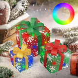 Christmas LED Lighted Gift Boxes, Set of 3 Battery-Operated Present Decorations