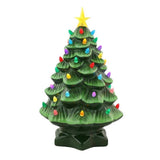 Mr. Christmas 14" Nostalgic Ceramic Christmas Tree – Green LED Holiday Tabletop Decoration