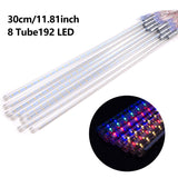 30 cm LED Meteor Shower Rain Lights, 8 Tubes, 192 LEDs, Falling Snow Christmas String Lights