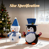 Lighted Snowman & Penguin Outdoor Christmas Decoration with 100 Warm White LED Lights