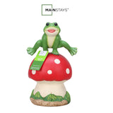 Mainstays 10.5" H Leaping Frog Garden Statue, Resin Frog & Mushroom Yard Décor
