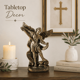 7.48" Saint Michael Archangel Statue, Hand-Painted Resin Catholic Guardian Angel Figurine