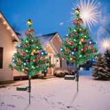 Solar Christmas Tree Lights, 2-Pack Outdoor Garden Stake Lights with 40 Colorful LEDs