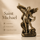 7.48" Saint Michael Archangel Statue, Hand-Painted Resin Catholic Guardian Angel Figurine