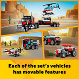 LEGO Creator 3in1 Flatbed Truck with Helicopter 31146 Set (270 Pcs)