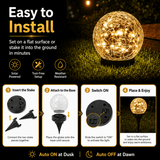 4-Pack 5" Solar Cracked Glass Globe Lights – 30 LEDs, IP65 Outdoor Garden Lighting, Yellow or Purple