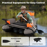 Goplus Inflatable Fishing Float Tube with Rod Holder, Paddle & Flippers, 350 lb Capacity, Portable Fishing Boat
