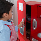 KidKraft Red Vintage Wooden Play Kitchen – Play Phone, Clicking Knobs & Opening Doors