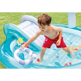 Intex Gator Inflatable Play Center Kiddie Pool with Water Slide, Sprayer & Fishing Game