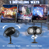 Owl Double-Tube Blizzard Projection Light, IP65 Waterproof LED Snowfall Projector with Remote Control