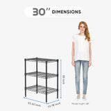 3-Tier Metal Wire Shelving Rack – 30" H Heavy-Duty Adjustable Storage Shelf