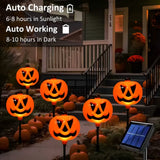 Solar Halloween Pumpkin Stake Lights –  6 PCS Pumpkin Pathway Lights