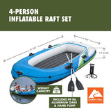 Ozark Trail 4-Person Inflatable Recreational Raft Set with Oars & Hand Pump