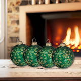 Set of 8 Seamless Glass Christmas Tree Ornaments, 2.63-Inch Solid-Color Xmas Baubles