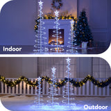3-Pack Lighted Spiral Christmas Trees, 3 ft, 4 ft & 5 ft Yard Decorations with 220 Warm White LEDs and Stakes