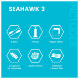 Intex Seahawk 3 Inflatable Boat Set with 54-Inch Oars, High-Output Pump & Fishing Rod Holders