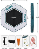 EuKer Hexagon Inflatable Floating Dock, 8 ft x 8.5 ft Floating Platform with Mesh Swim Area