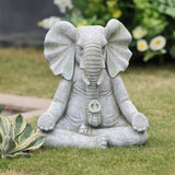 Magnesium Oxide Meditating Elephant Statue, 14.96" x 10.63" x 16.93"