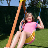 Sportspower Brooklyn Wooden Swing Set – 3 Adjustable Sling Swings, Outdoor Playset