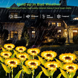 4 Pack Solar Sunflower Garden Lights – Warm White LED Decorative Flower Lights