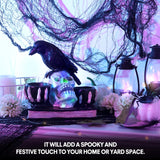 Ayieyill Light-Up Halloween Skull with Raven, Resin Gothic Candle Holder Decor