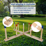 30" Extra-Large Wooden Ring Toss Game with 9 Scoring Posts, 10 Rings and Carrying Bag