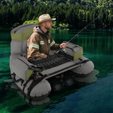 Goplus Inflatable Fishing Float Tube with Rod Holder, Paddle & Flippers, 350 lb Capacity, Portable Fishing Boat
