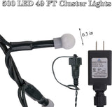 500 LED Christmas Cluster Lights, 49 ft Plug-In Warm White String Lights