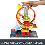 Hot Wheels City Super Loop Fire Station – 3-Level Lift, Adjustable Loop & Waterfall Ramp