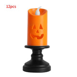 12-Pack Halloween Pumpkin LED Flameless Candles, Battery Orange Lights