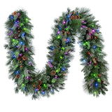 9 ft. Pre-Lit Artificial Greenery Garland – 150 White & Multicolor Micro LEDs, Twinkle Modes & Timer