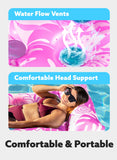 Joyfy Inflatable Pool Float Lounger with Headrest, Foot Rest & Cup Holders, Floating Pool Raft