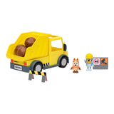 Bluey Dump Truck Playset – Exclusive 2.5" Hard-Hat Bluey & Muddy Bingo, Tilting Bed