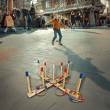 30" Extra-Large Wooden Ring Toss Game with 9 Scoring Posts, 10 Rings and Carrying Bag